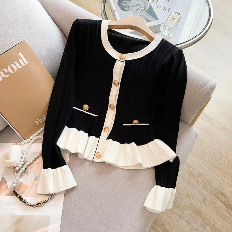 Cardigan Tricô Com Babado - Classic
