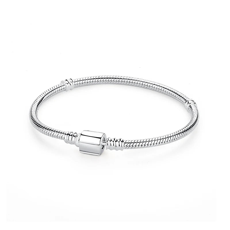 Pulseira de Prata 925 com Coração, Lua, Flor e Borboleta