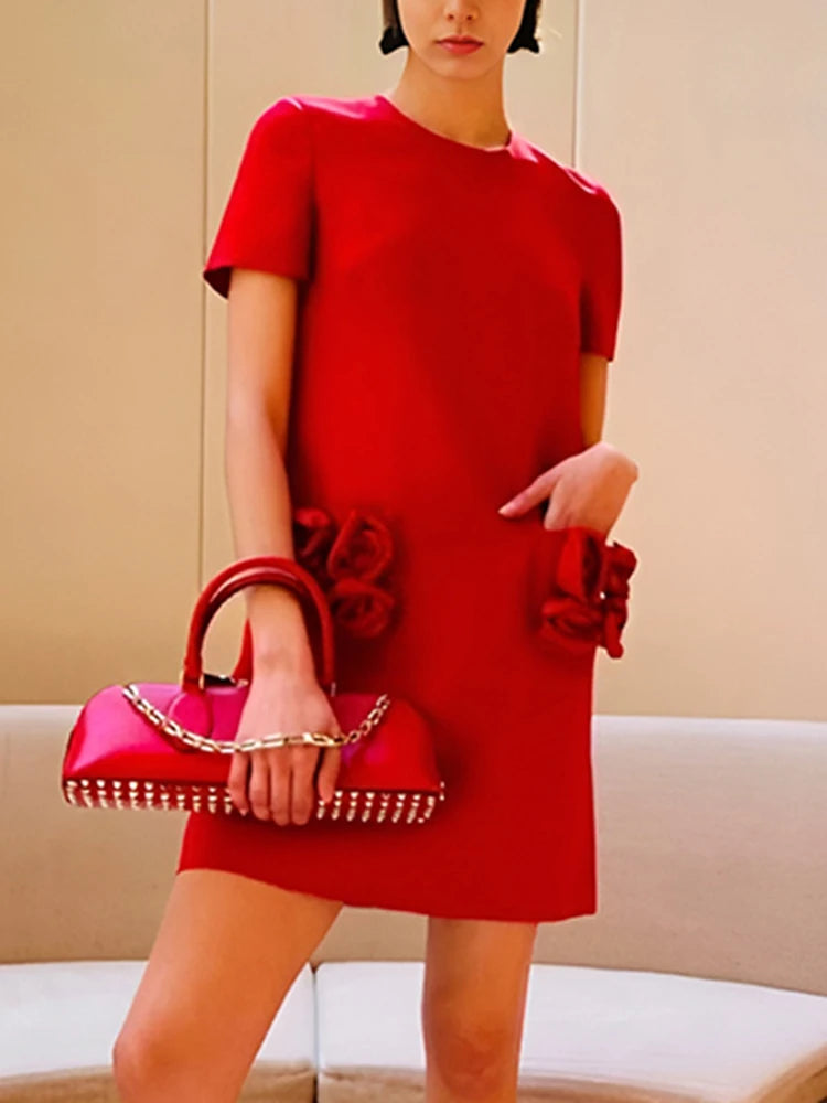Vestido Com flores Bolso - Luxo