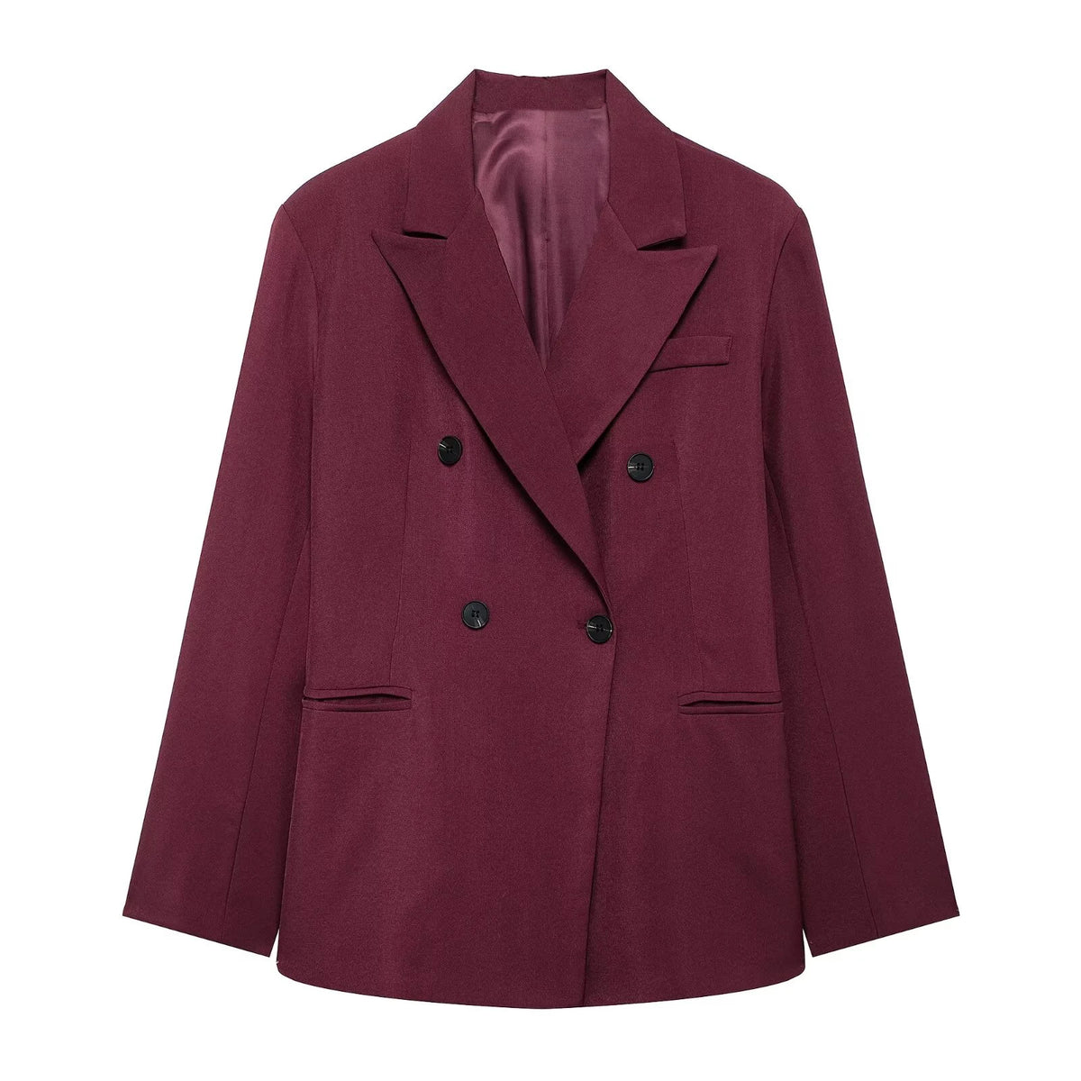 Conjunto  – Blazer com Botões Duplos e Calça de Cintura Alta