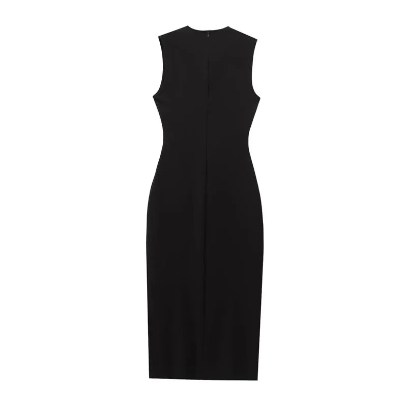 Vestido Midi sem Mangas – Elegância Casual