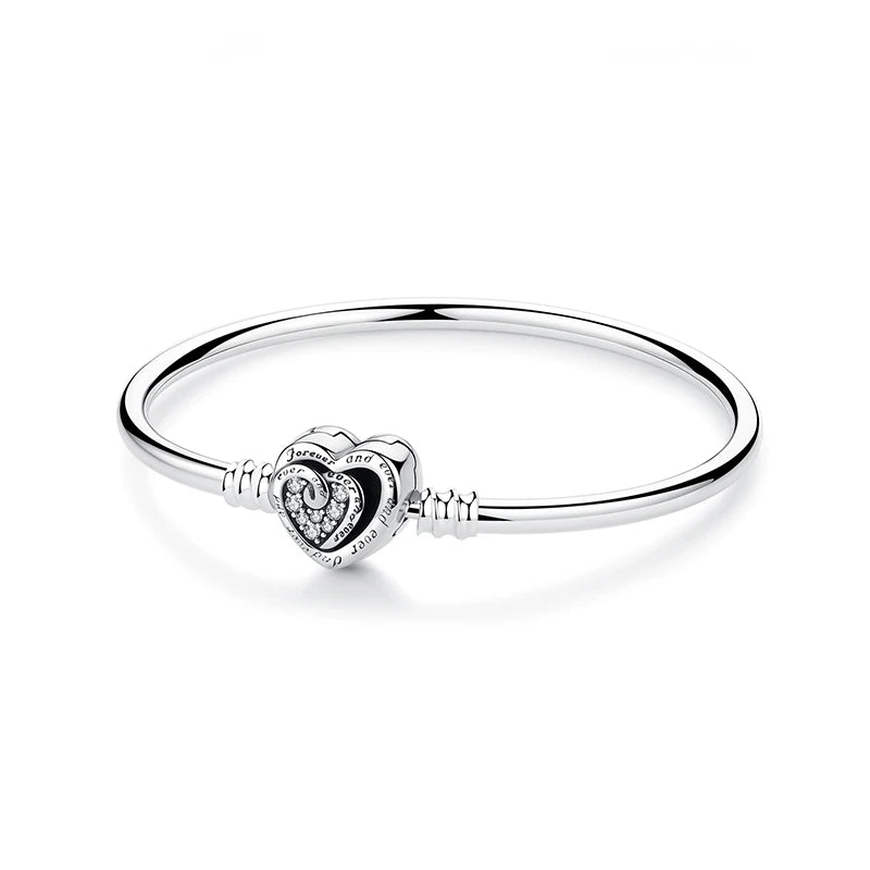 Pulseira de Prata 925 com Coração, Lua, Flor e Borboleta