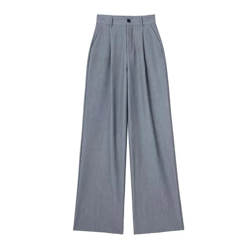 Calça de Alfaiataria Listrada – Cintura Alta e Silhueta Wide Leg Elegante