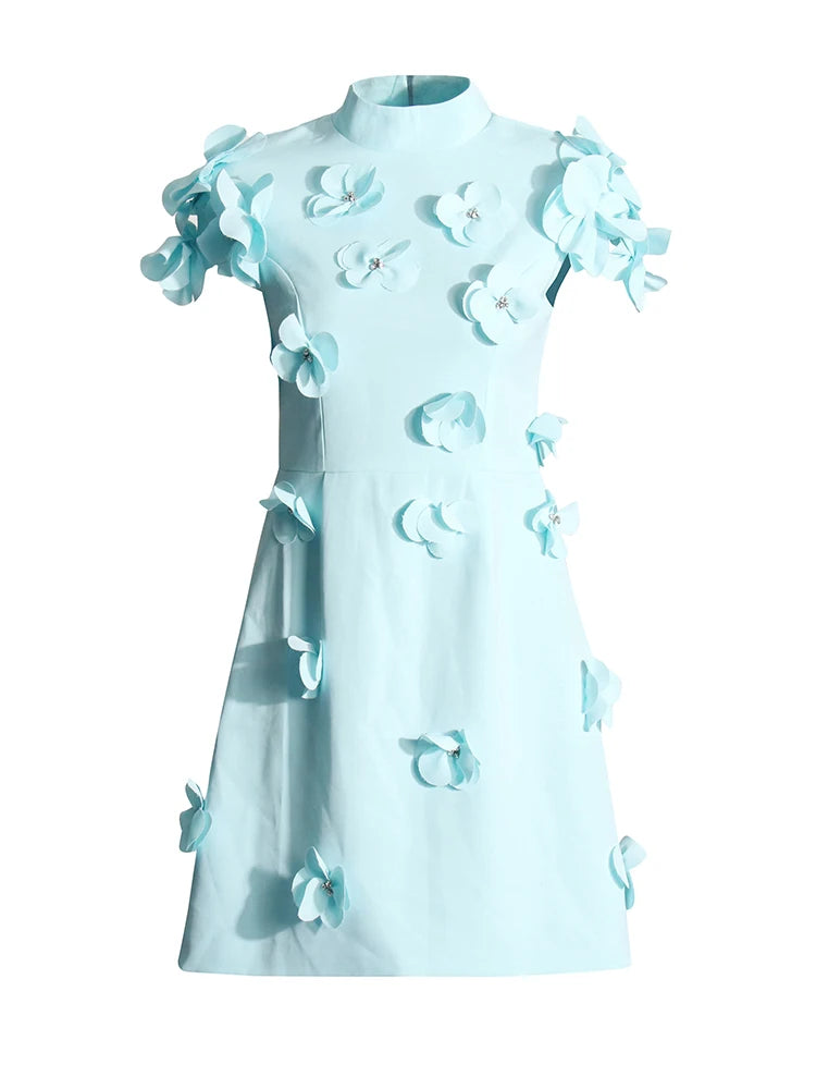 Vestido Bordado Aplicação Flores Alfaiataria