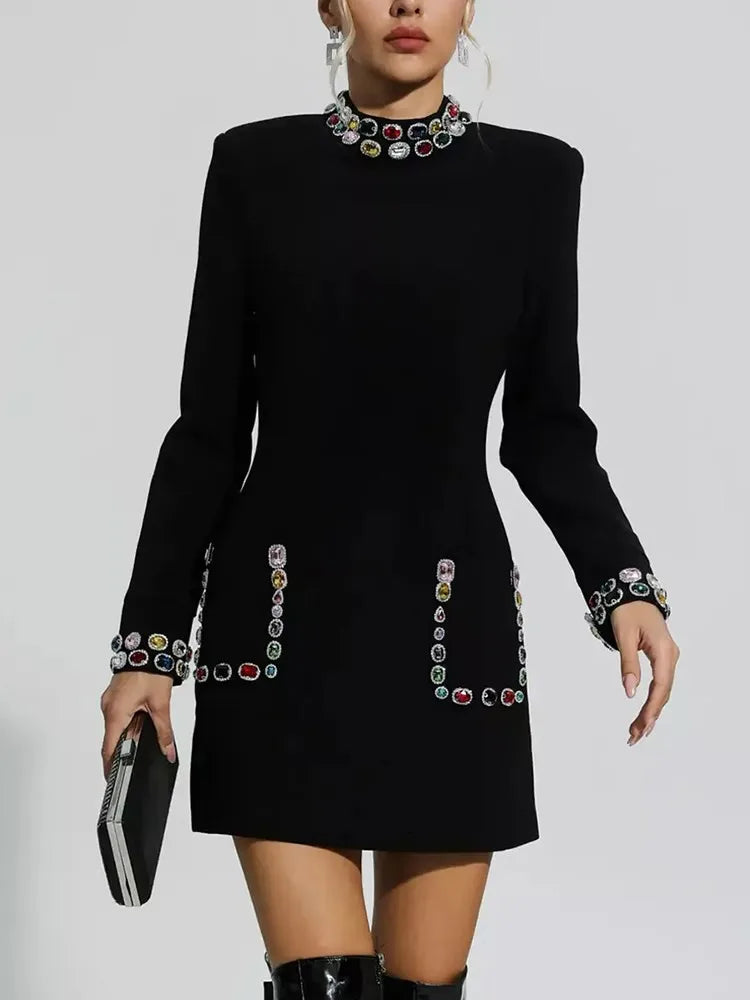 Vestido Bordado a mão pedras - Novidade