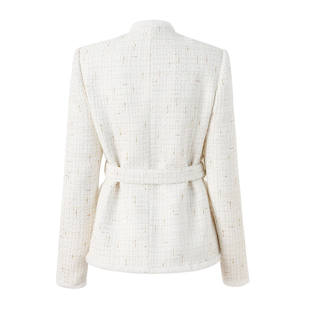 Blazer Tweed Com Cinto - Elegante