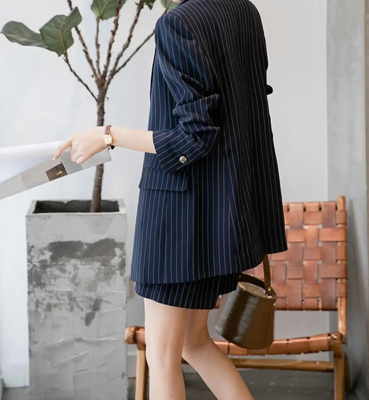 Conjunto Bermuda Risca Giz -  Alfaiataria