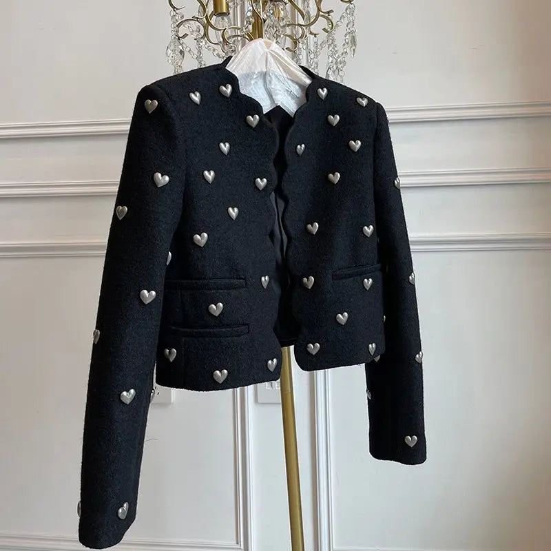 Blazer Detalhe Tecido Relevo Corações