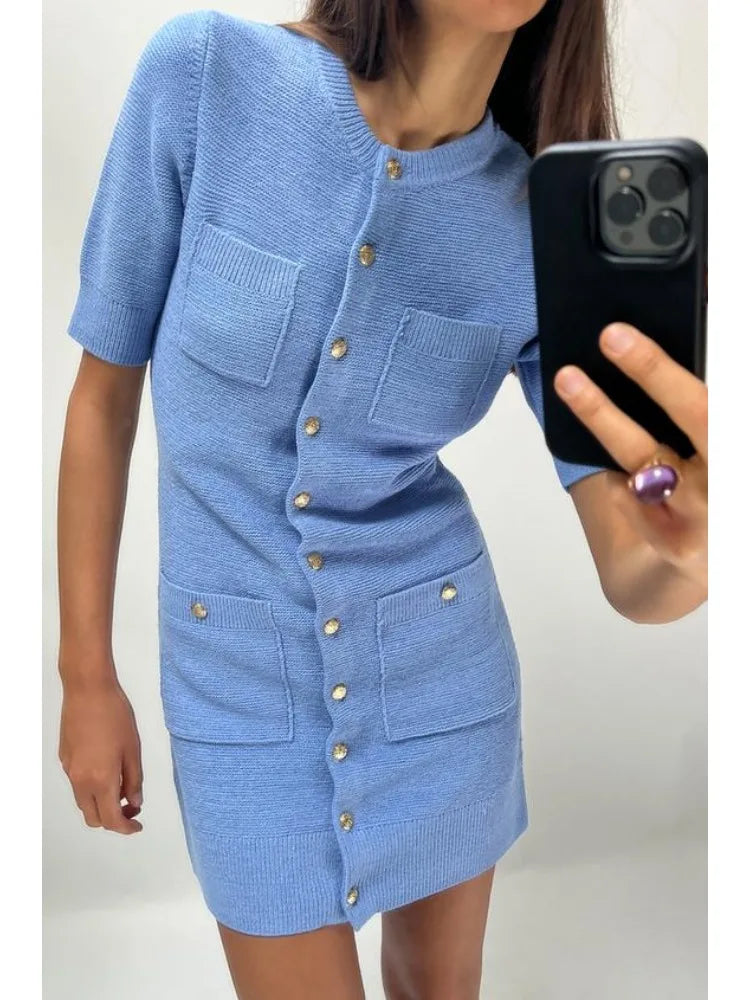 Vestido Com botões elegante