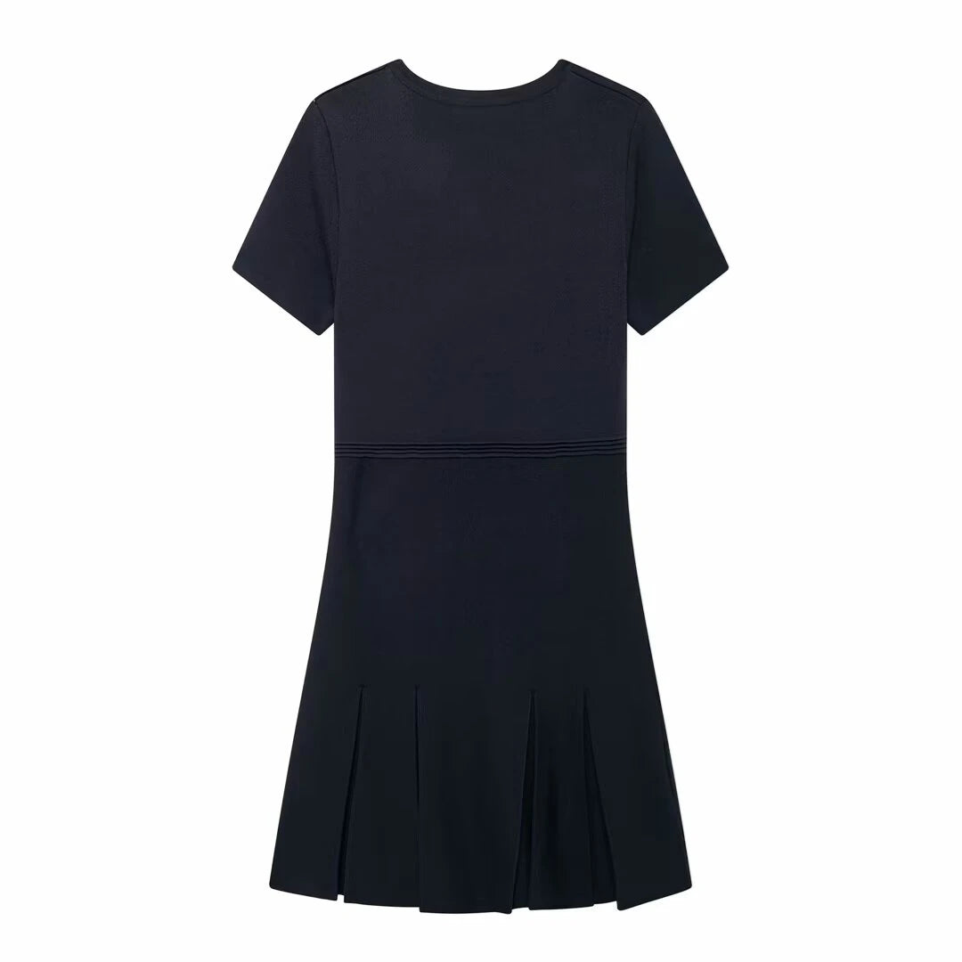 Mini Vestido Vintage com Plissado Elegante – Perfeito para Noite e Verão