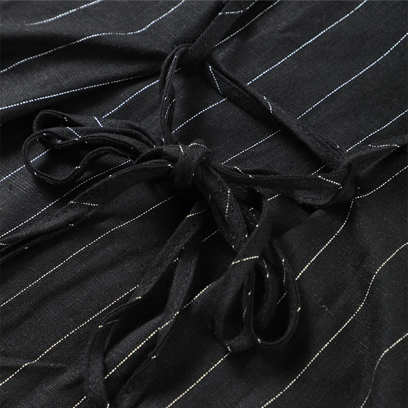 Conjunto Listrado - Colete e Mini Saia, Sem Mangas, Casual Elegante