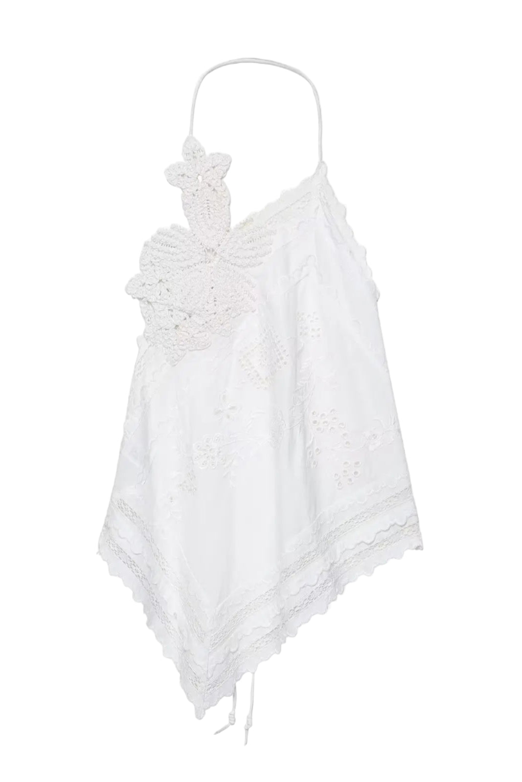 Top Elegante de Amarração com Bordado e Recorte Halter