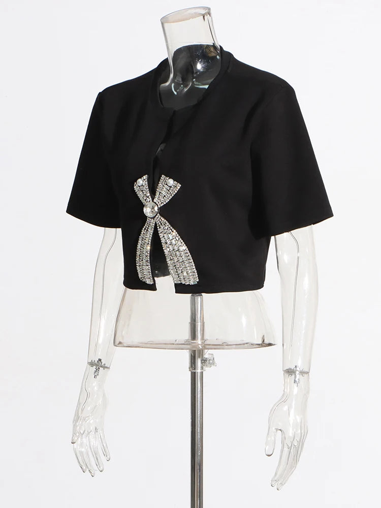 Camiseta cropped Bordada com cristais
