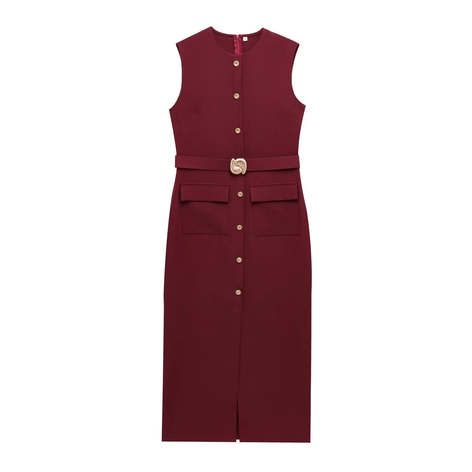 Vestido Midi com Cinto e Fenda – Elegância e Estilo em Cada Detalhe