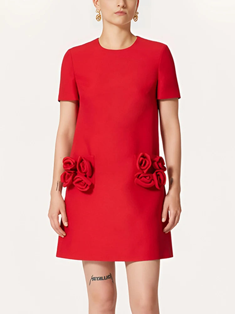 Vestido Com flores Bolso - Luxo