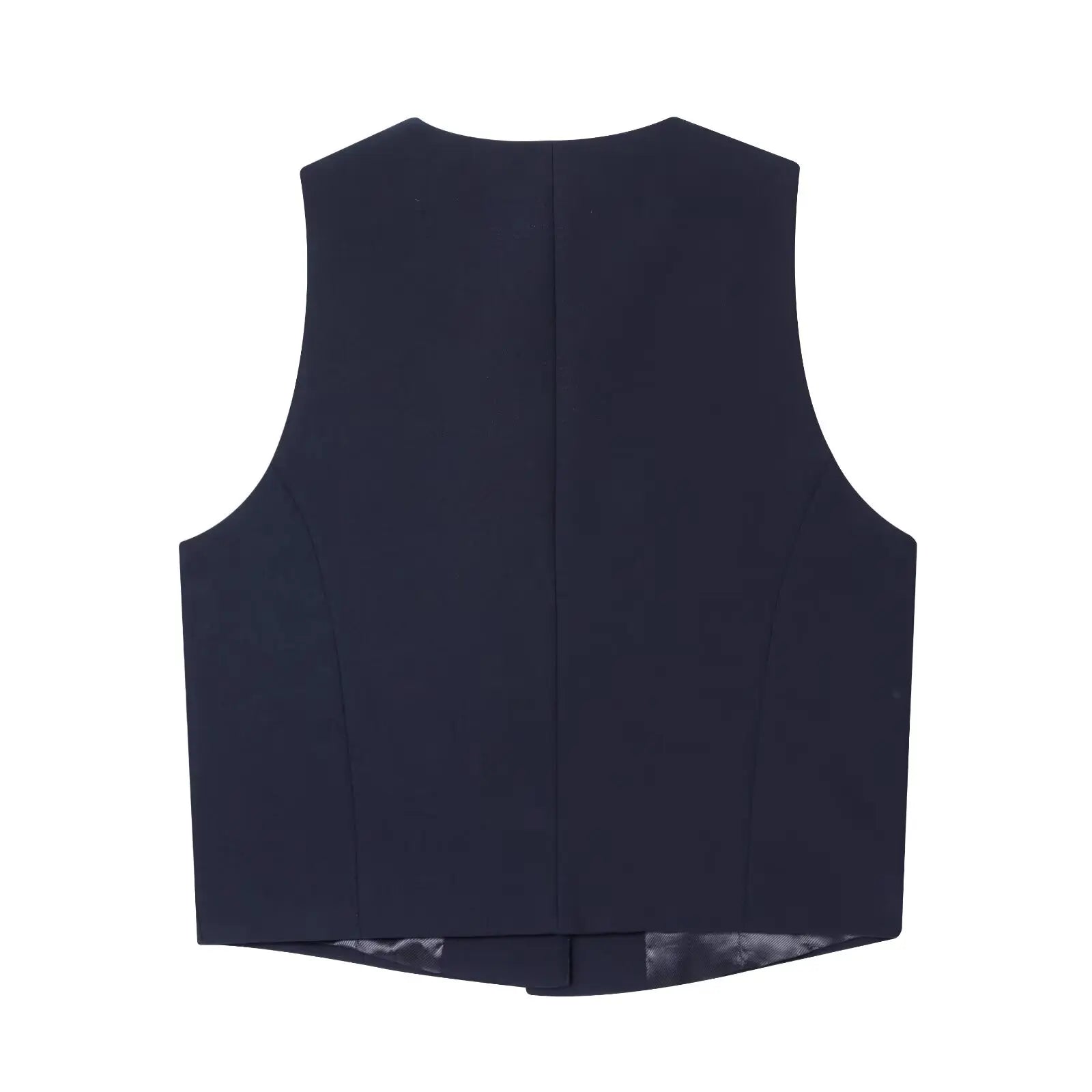 Conjunto – Shorts e Blusa Sem Mangas, Gola Redonda com Detalhes e Shorts de Cintura Alta com Bolsos Laterais
