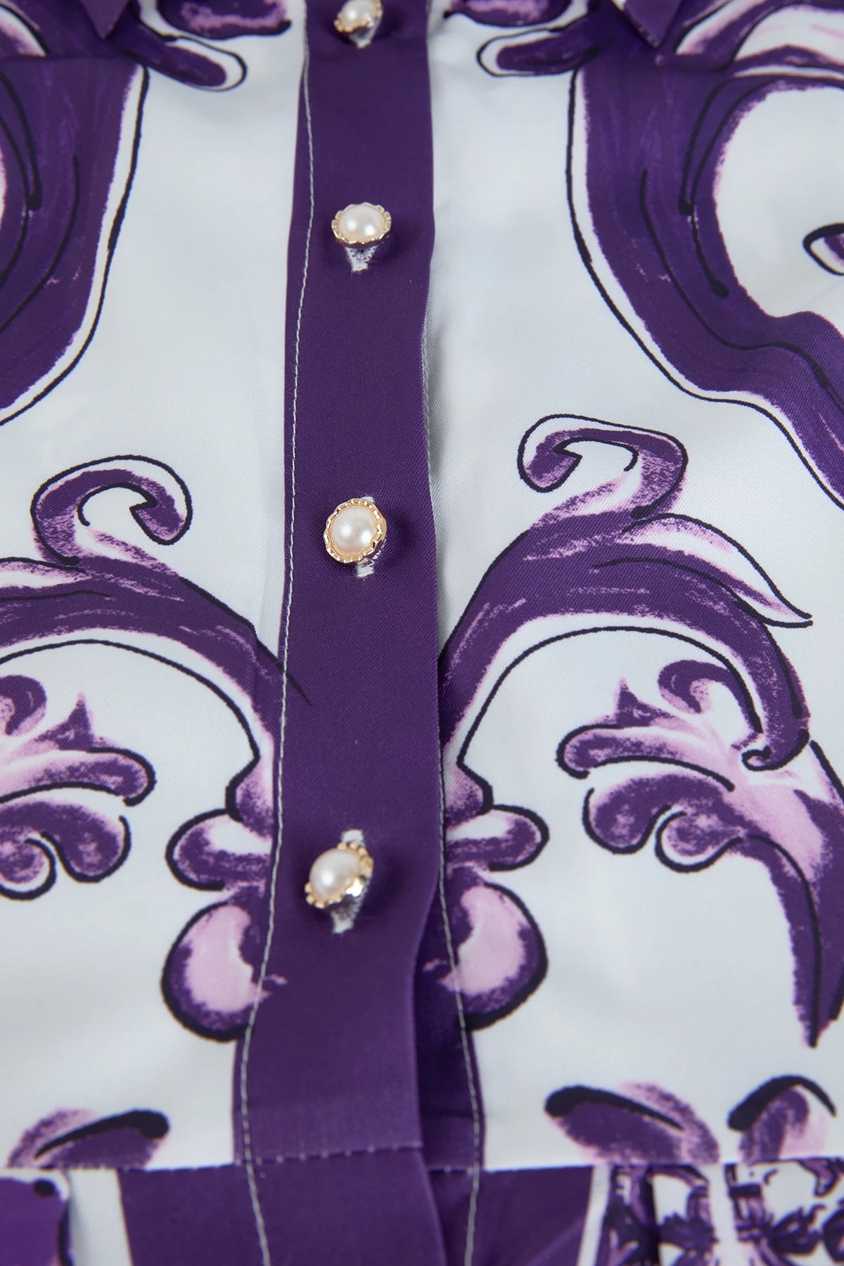 Vestido– Estampa Vintage, Gola Lapela, Cintura com Laço, Elegante, A-Line Slim, Roxo