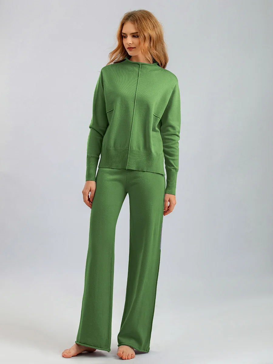 Conjunto Calça e Blusão de Tricô Inverno