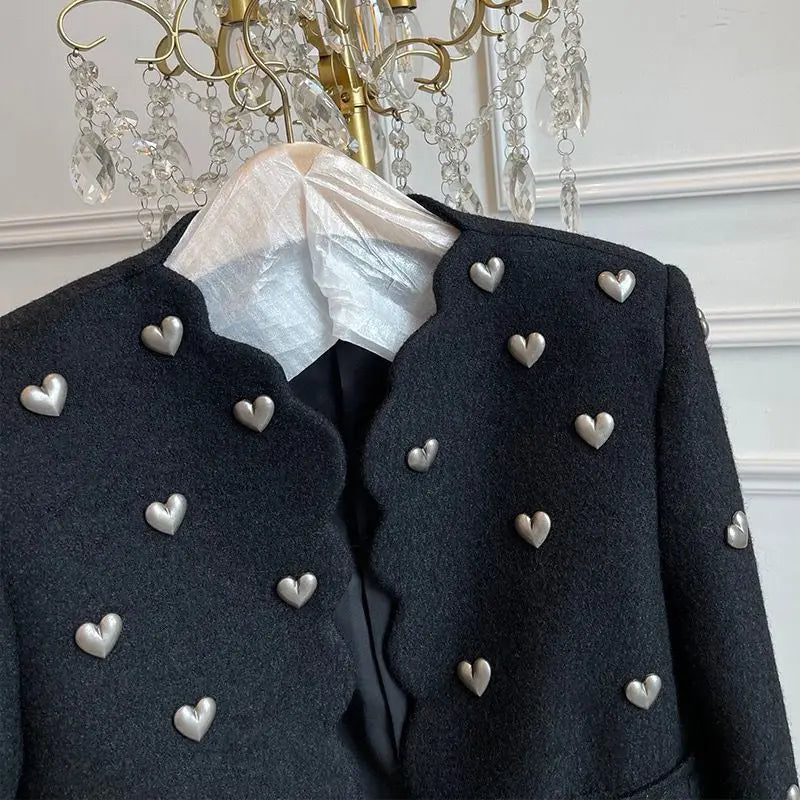 Blazer Detalhe Tecido Relevo Corações