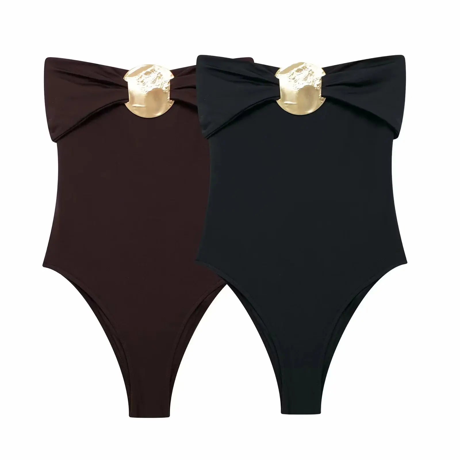 Bodie/Maio Ombro a Ombro com Detalhe Dourado - Elegância e Sofisticação