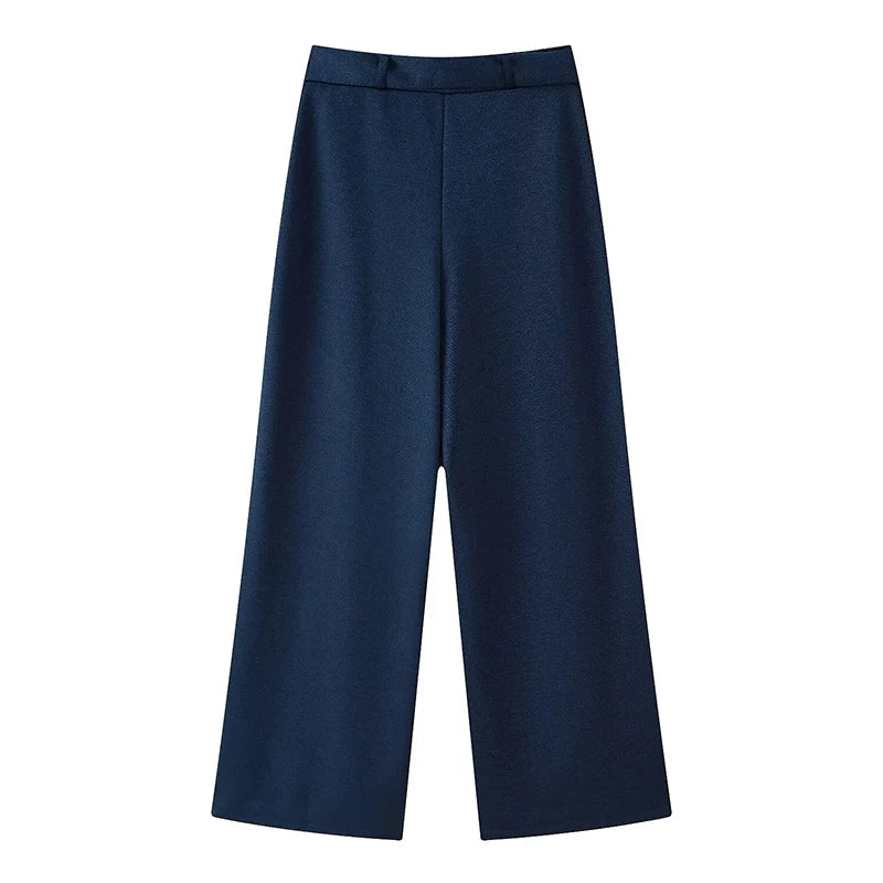 Conjunto Alfaiataria Linéa Classique - Top Curto com Botões & Calça Flare de Cintura Média