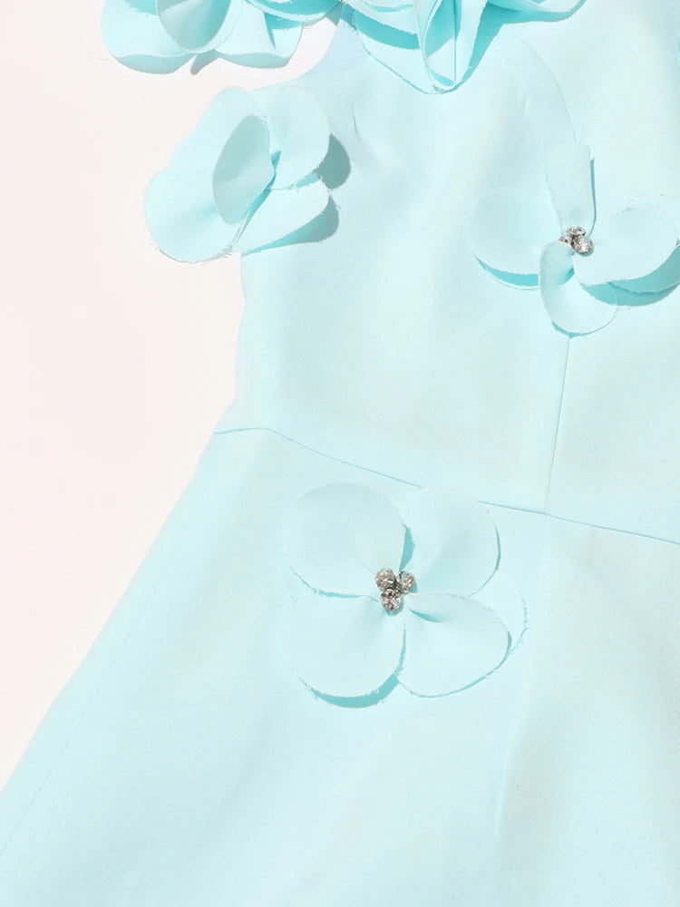 Vestido Bordado Aplicação Flores Alfaiataria