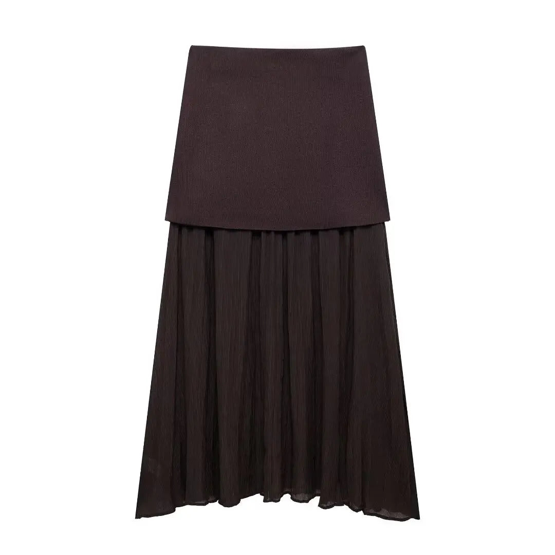 Conjunto – Toque Retrô Elegante, Blusa Tricotada Sem Mangas + Saia Longa Moderna