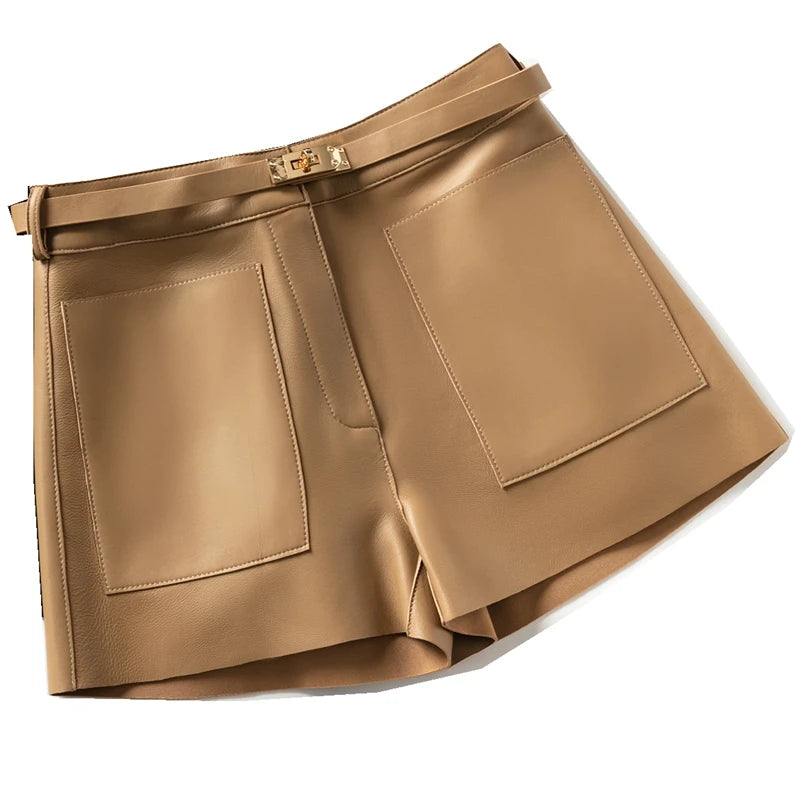 Shorts Couro Legitimo - Com Cinto