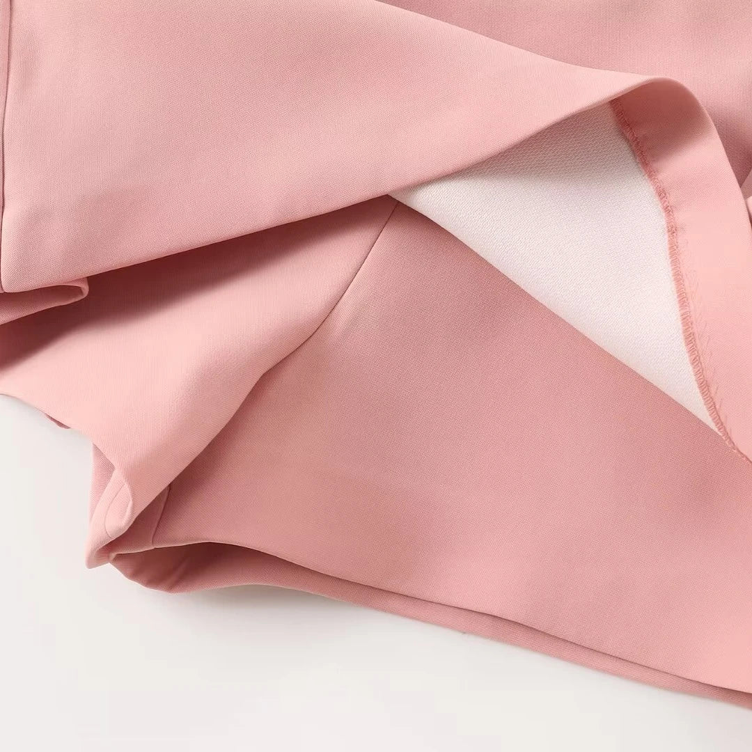 Conjunto Feminino 3 Peças: Blazer, Colete Corset e Short Saia de Cintura Alta