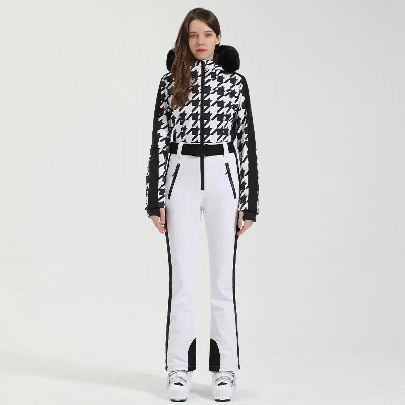 Macacão de Esqui Feminino GSOU SNOW – Peça Única, Acolchoado, Impermeável, Respirável e à Prova de Vento