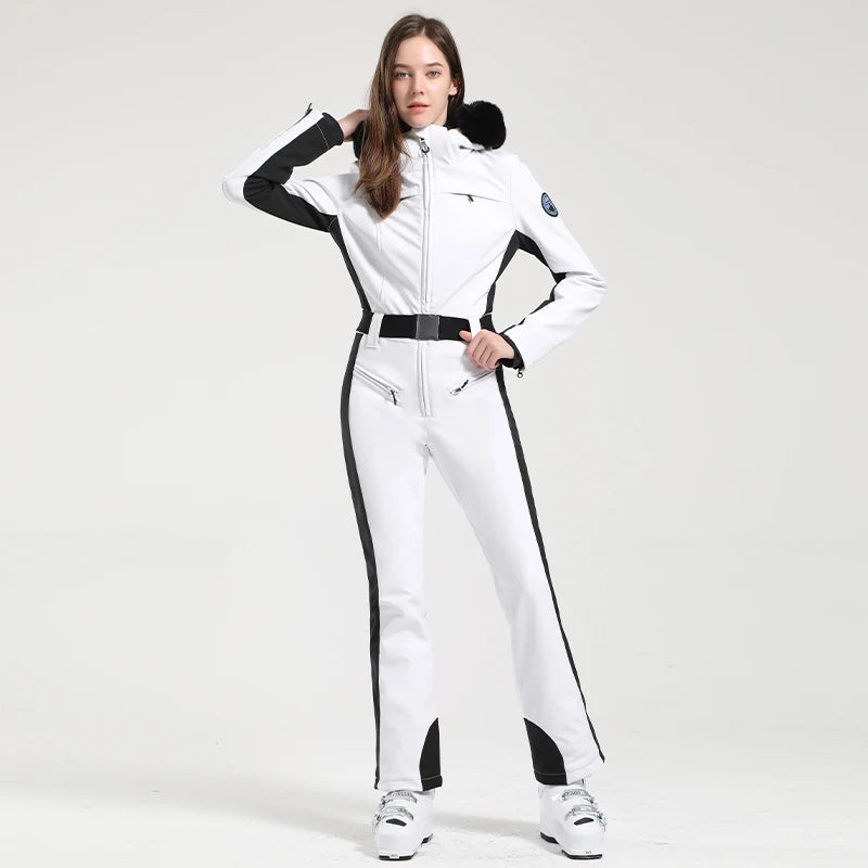 Macacão de Esqui Feminino GSOU SNOW – Peça Única, Acolchoado, Impermeável, Respirável e à Prova de Vento