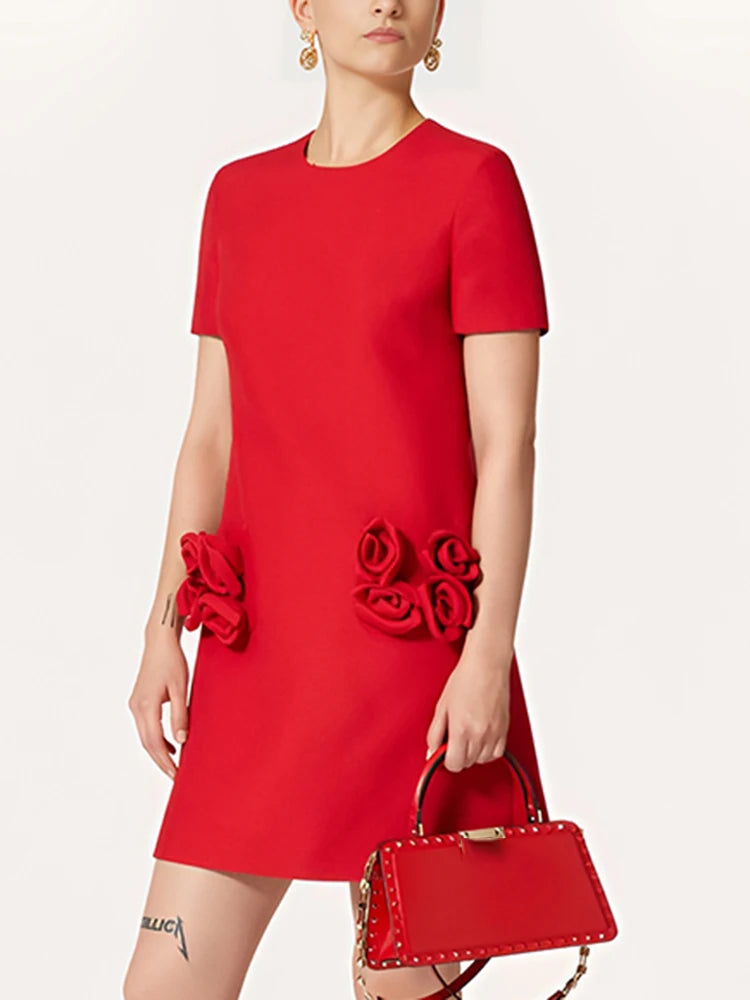 Vestido Com flores Bolso - Luxo