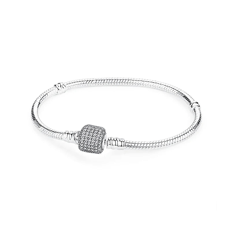 Pulseira de Prata 925 com Coração, Lua, Flor e Borboleta