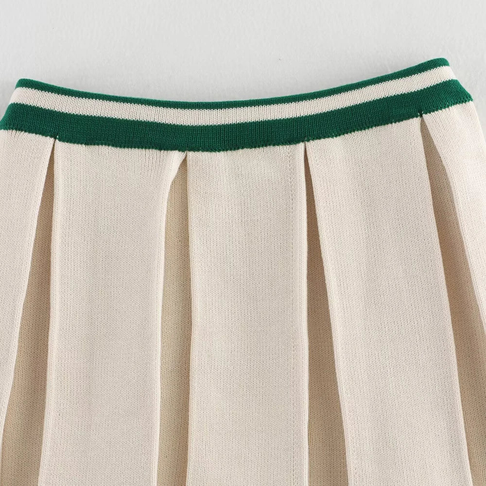Conjunto Feminino Elegante de Tricô com Gola Lapel e Manga Longa