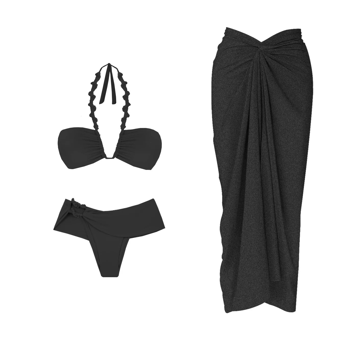 Conjunto Biquíni com Saia Longa Listrada
