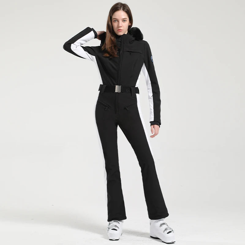 Macacão de Esqui Feminino GSOU SNOW – Peça Única, Acolchoado, Impermeável, Respirável e à Prova de Vento