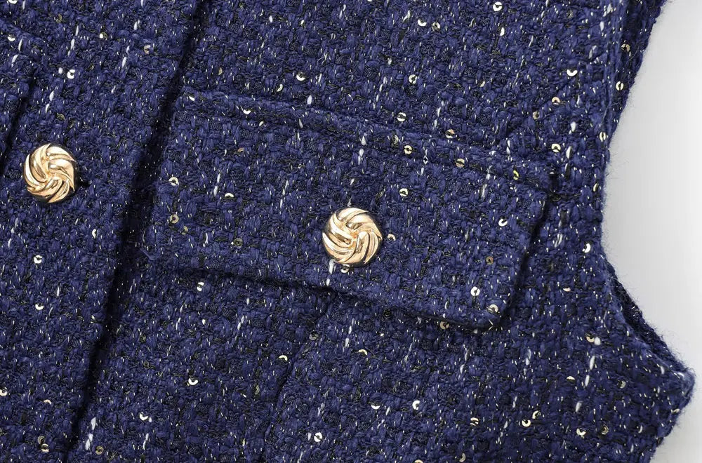 Colete Tweed com Cinto – Elegância e Estilo Atemporal