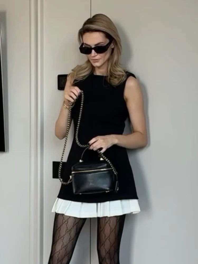 Vestido saia Plissada alfaiataria