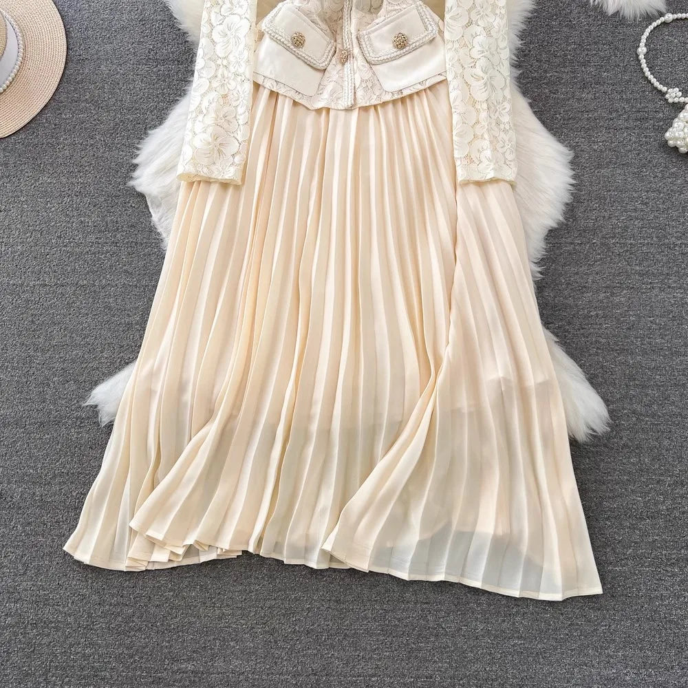 Vestido bordado renda luxo - com cinto