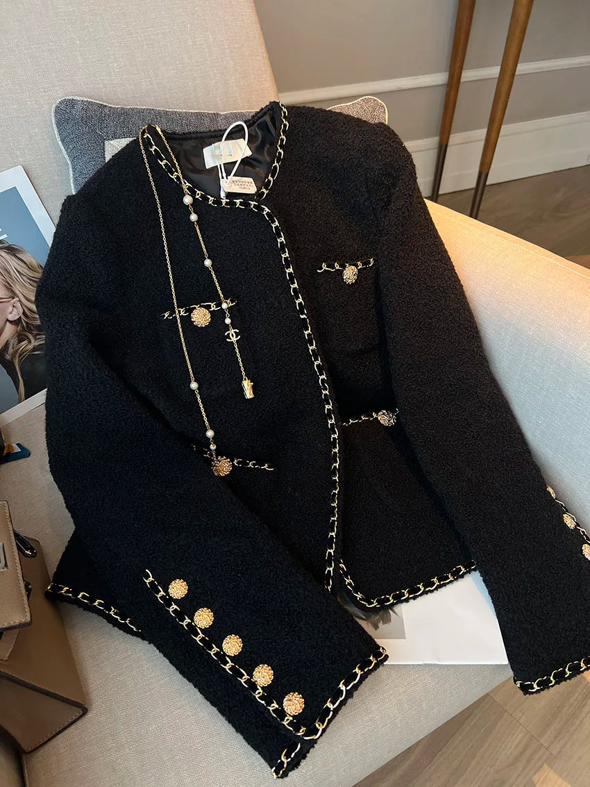 Blazer Tweed com detalhes Dourados