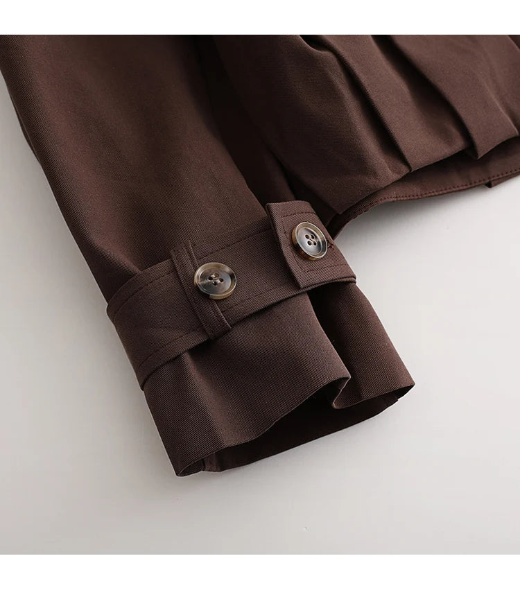 Trench Coat Feminino Curto com Design Transpassado – Estilo e Elegância para Meia-Estação