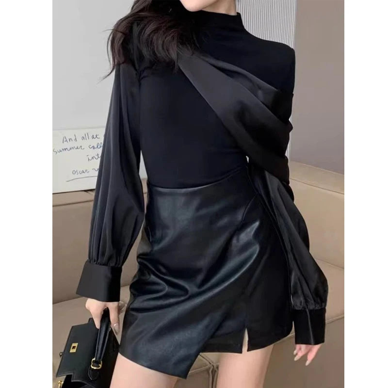 Blusa Preta com Gola Alta Média – Elegância Sofisticada para o Dia a Dia
