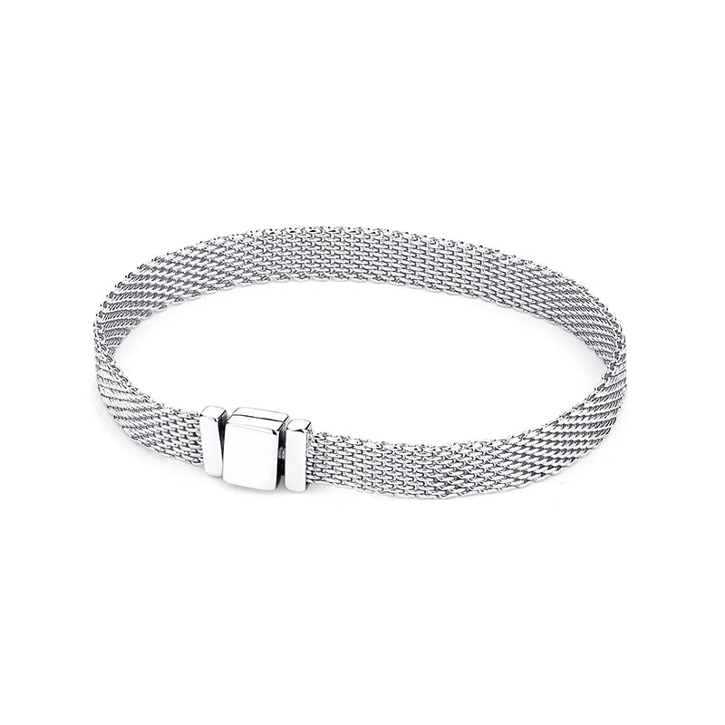 Pulseira de Prata 925 com Coração, Lua, Flor e Borboleta