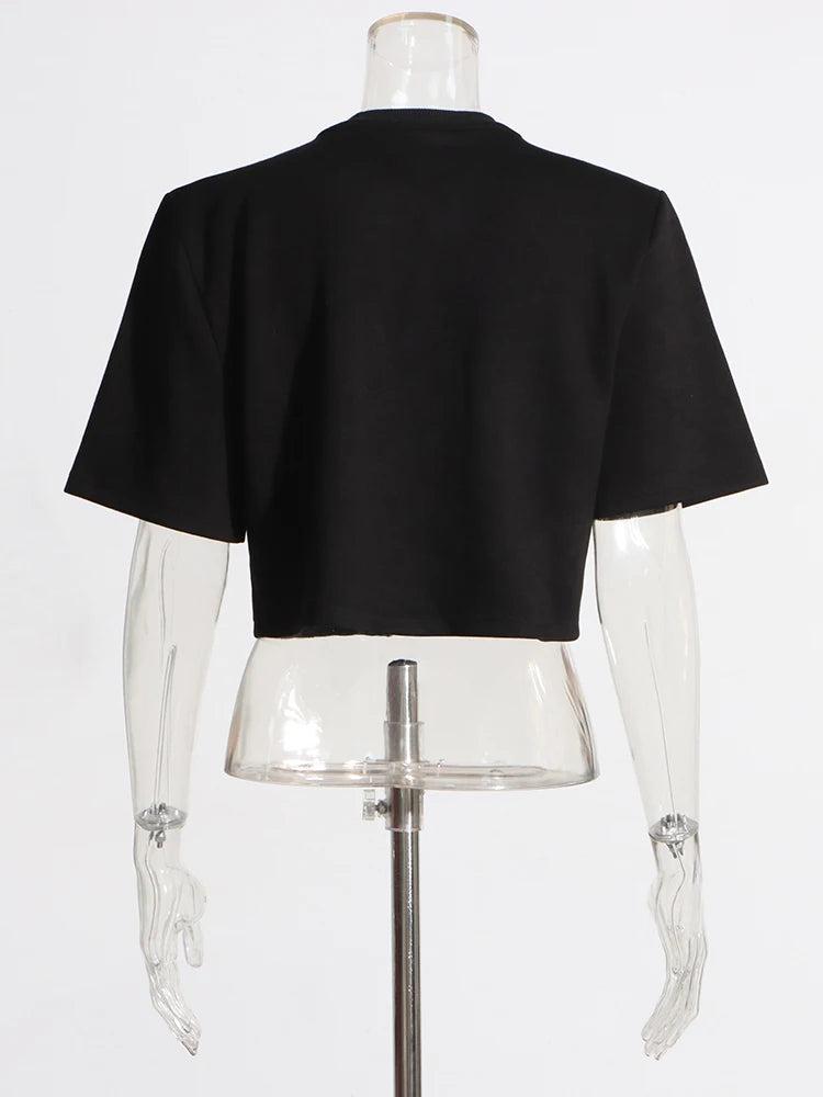 Camiseta cropped Bordada com cristais