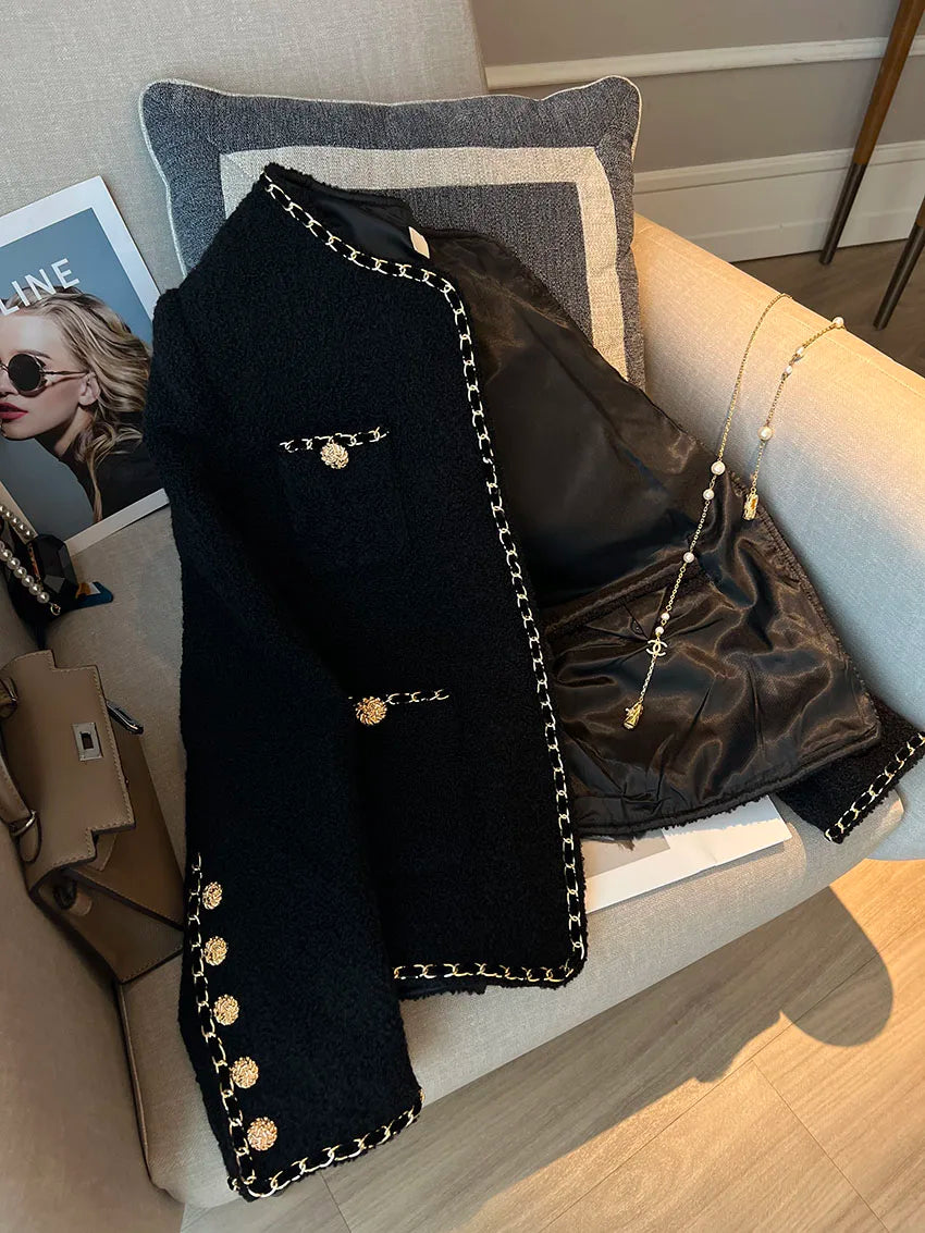 Blazer Tweed com detalhes Dourados