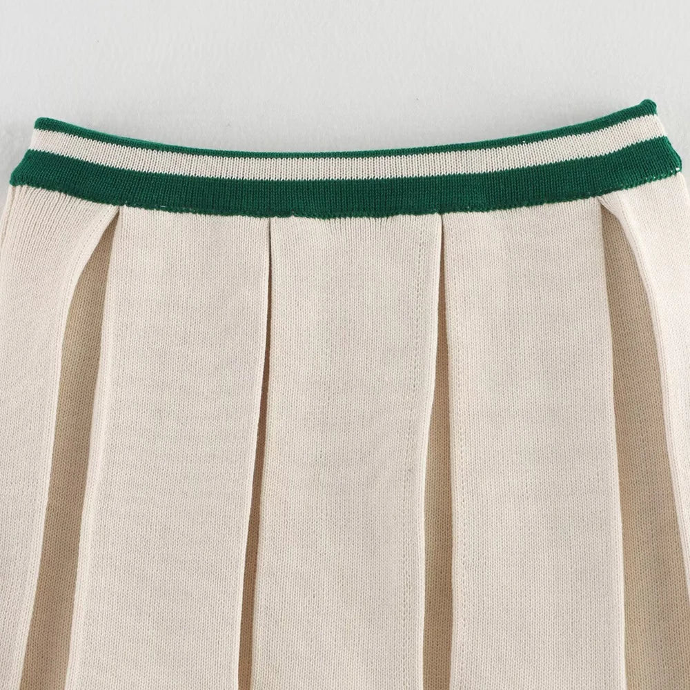 Conjunto Feminino Elegante de Tricô com Gola Lapel e Manga Longa