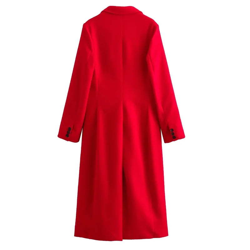Sobretudo Longo Vermelho – Elegância Atemporal com Toque Casual
