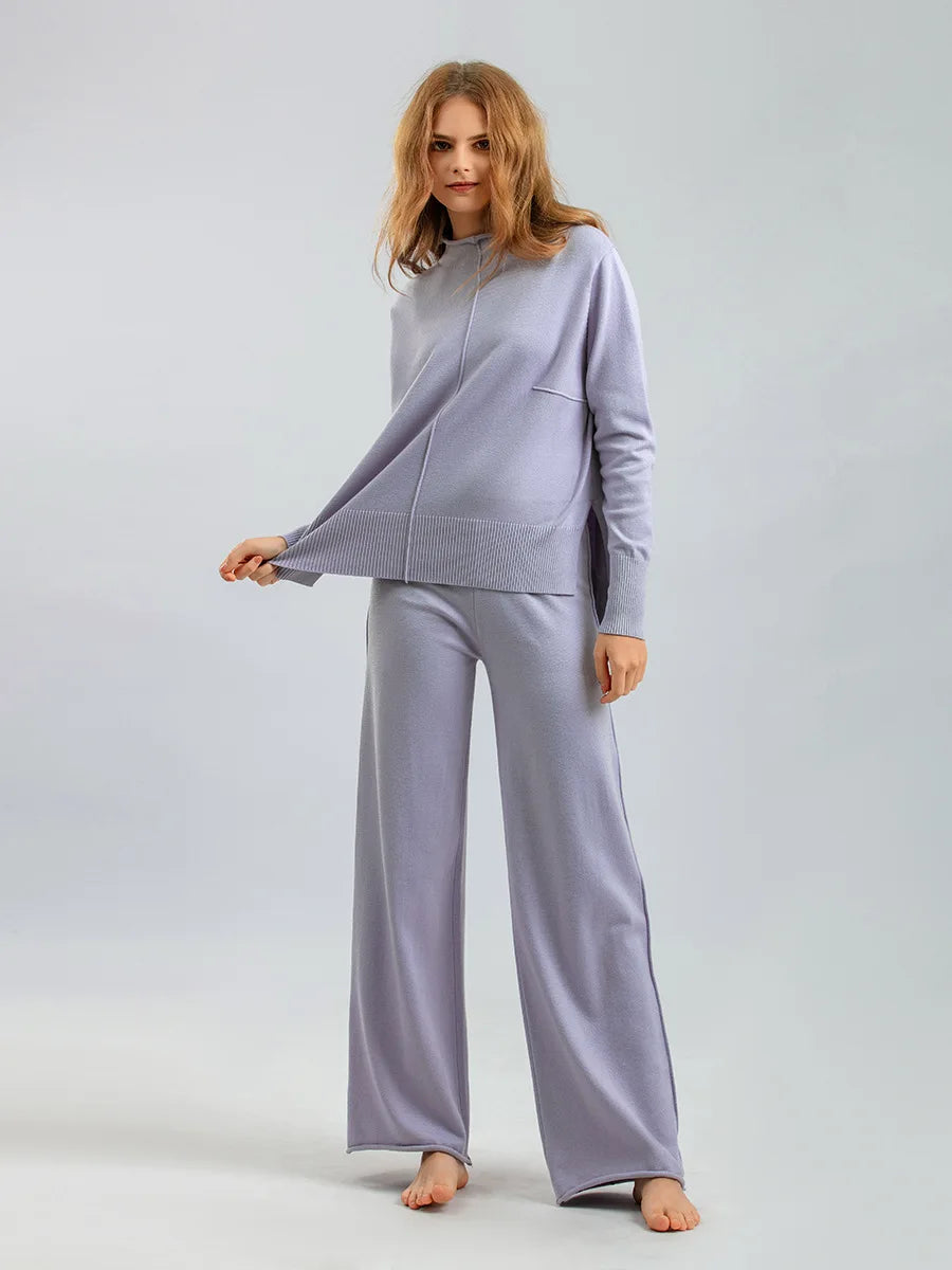 Conjunto Calça e Blusão de Tricô Inverno