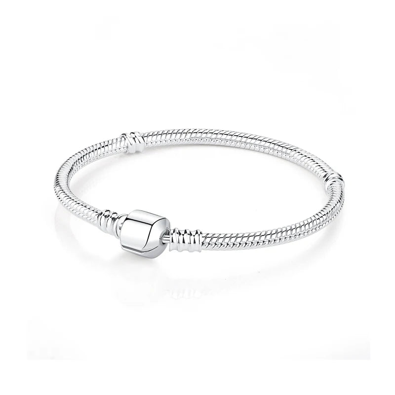 Pulseira de Prata 925 com Coração, Lua, Flor e Borboleta