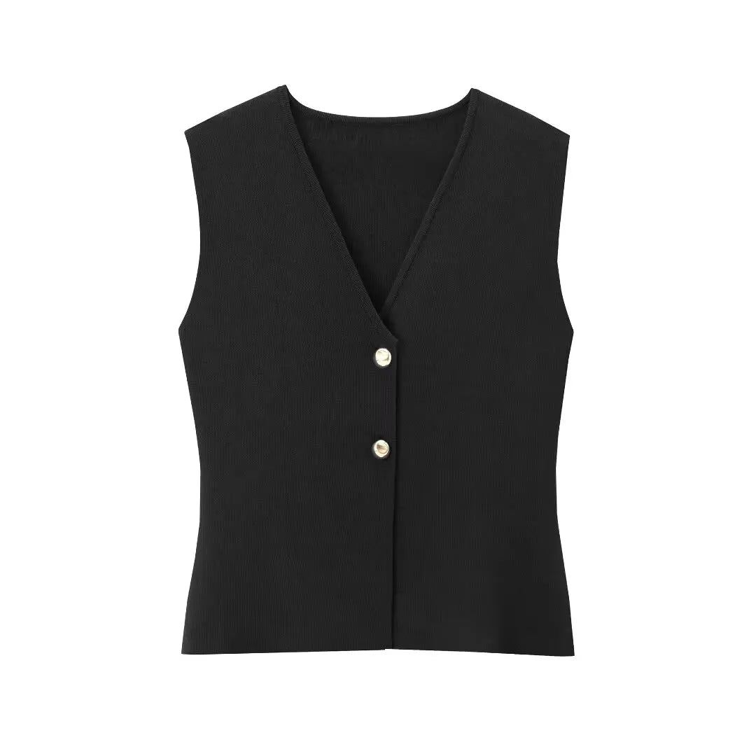 Conjunto – Toque Retrô Elegante, Blusa Tricotada Sem Mangas + Saia Longa Moderna